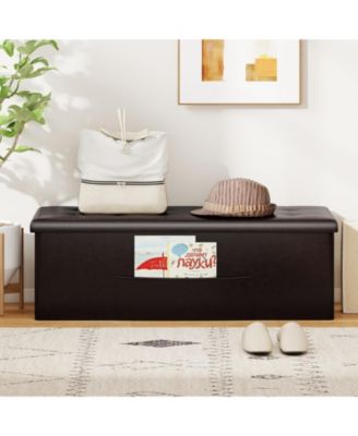 Folding Storage Ottoman Bench for End of Bed Seating