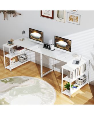 47 in Reversible L Shaped Corner Desk with Adjustable Shelves