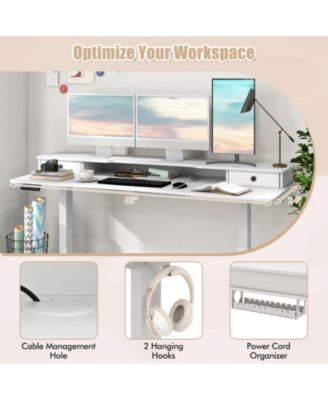 Electric Standing Desk with Two Drawers for Home Office
