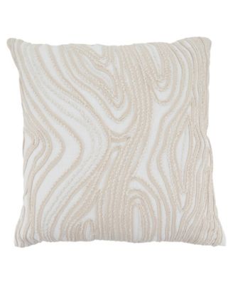 Embroidered Wave Decorative Pillow, 18" x 18"