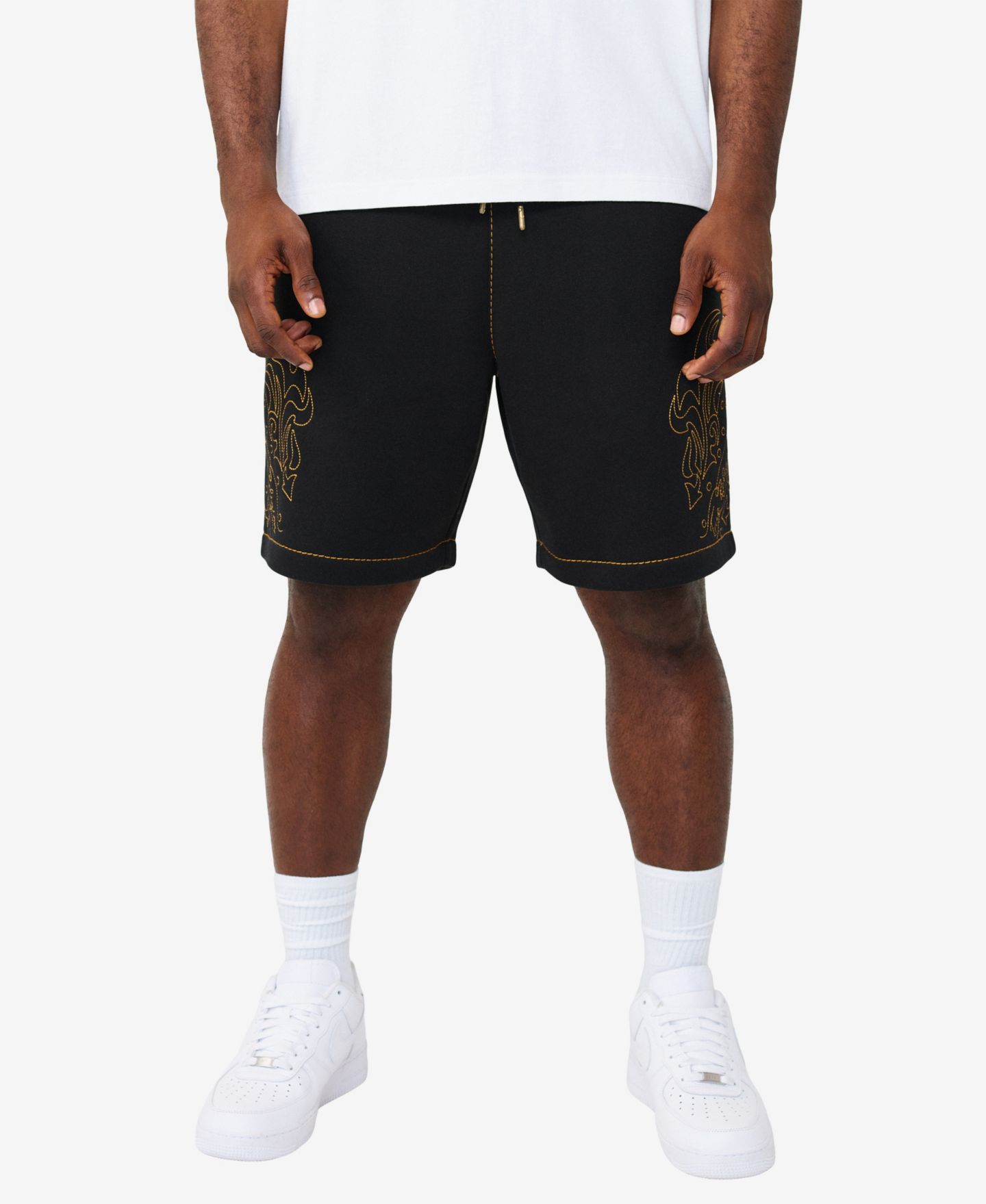 Мужские шорты True Religion Rodeo Big T Sweat Shorts, цвет: Угольно-чёрный — фото 1