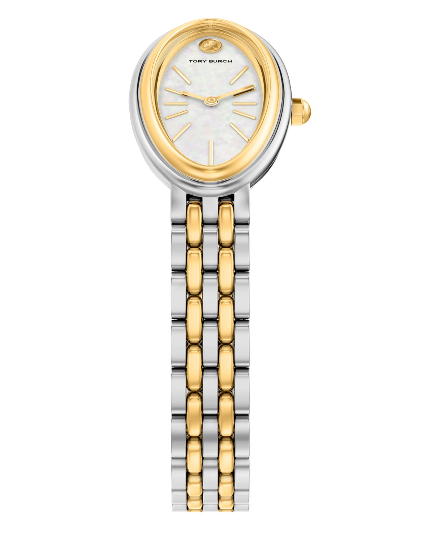 Женские часы Tory Burch The Oval Elongated Quartz Two-Hand Two-Tone Stainless Steel Watch, 22mm — фото 4