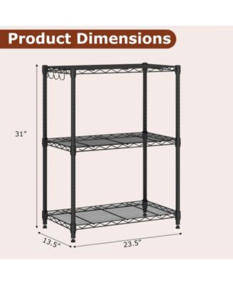 3-Tier Metal Storage Shelving Unit with V-Shaped Wire Rack and  450 LBS Capacity