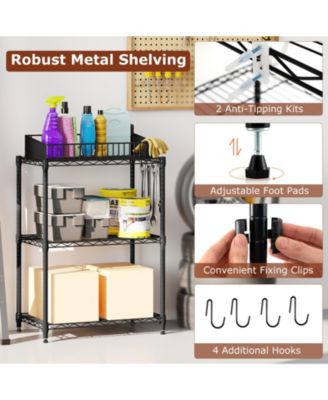 3-Tier Metal Storage Shelving Unit with V-Shaped Wire Rack and  450 LBS Capacity