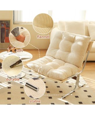 Modern Accent Chair, Upholstered Reading Chair with Metal Chrome Frame, Comfy Living Room Chair for Home Office, Bedroom