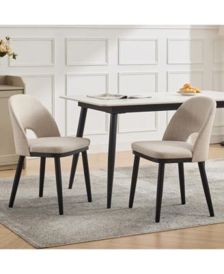 Modern Fabric Upholstered Wooden Dining Chairs Set with High Back and Deep Seat for Kitchen and Dining Room