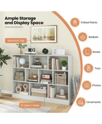 41 inches Wooden Toy Storage Organizer with 10 Cubes for Classroom Daycare Nursery Kindergarten