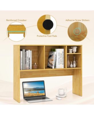 Computer Desktop Bookcase with 4 Cubbies and Open Back Compartment