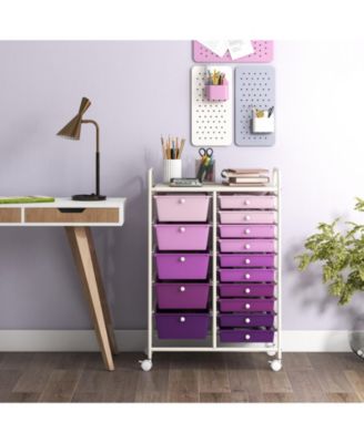 Fifteen Drawer Utility Rolling Storage Cart for Multi Use