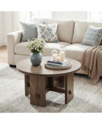 Round Coffee Table with Pedestal, 31.5-Inch Small Circle Center Table