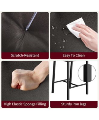 Set of 2 Bar Stools, 25" Counter Height, PU Leather with Backrest and Footrest for Dining Room, Multi-Color