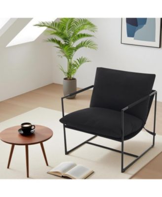 Modern Plush Sling Accent Chair with Shredded Foam Upholstery and Sturdy Metal Frame, Comfy Lounge Chair for Home
