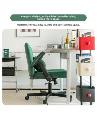 Velvet Criss Cross Armrest Office Chair with Wheels, Comfortable for Home Office, Reading and Vanity