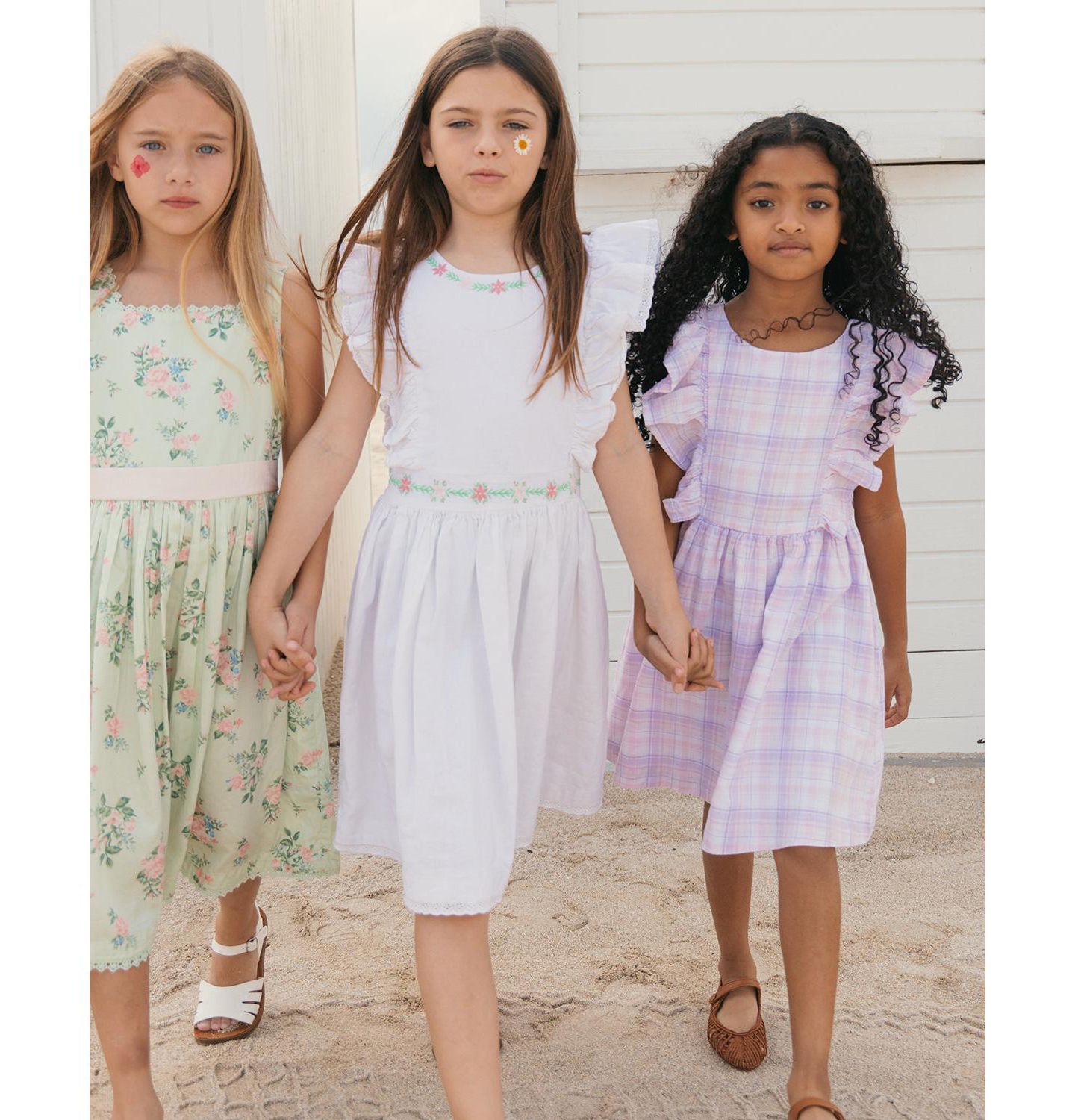 Платье Hope & Henry Linen Flutter Sleeve Pinafore Dress для девочек-малышей, цвет: Клетчатый — фото 4