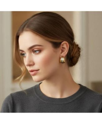 Two-Tone Polished Hoop Earrings