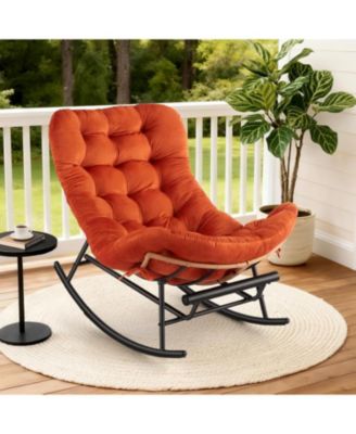 Oversized Patio Rocking Chair, 400lb Heavy Duty with Thick Cushion, Manual Recliner, Extra Wide, Outdoor/Indoor Use
