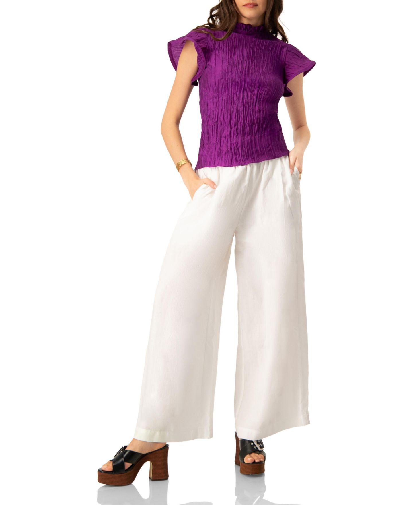 Женская блузка Ivonne Straight Blouse with Ruffle Short Sleeves — фото 5