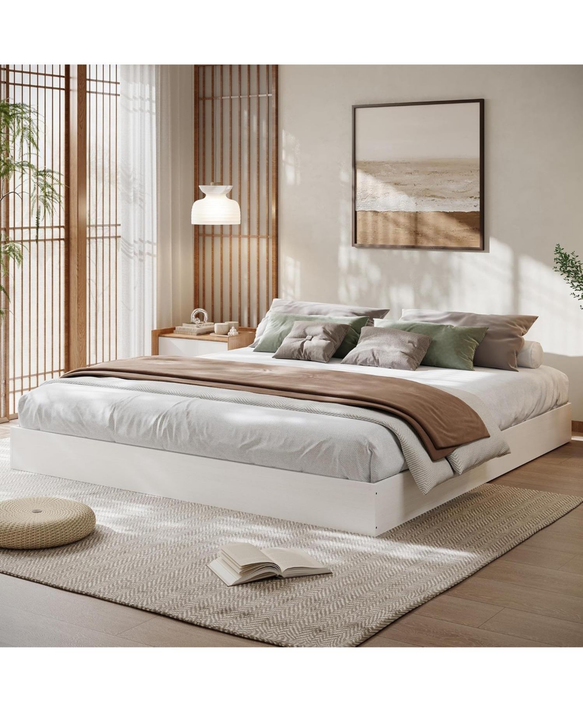 gaomon Wood Platform Bed Frame, Wooden Frame Without Headboard, Slat Support, No Box Spring Needed