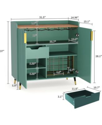 Liquor Cabinet with Wine Racks and Buffet Sideboard, Modern Coffee Bar Cabinet with Fluted Texture and Storage Drawers