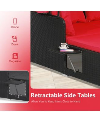 Patio Hand-Woven PE Wicker Daybed Outdoor Loveseat Sofa Set w/ Cushions