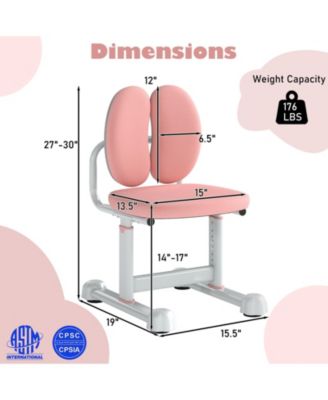 Kids Desk Chair with Double Back Support and Adjustable Height