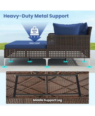 Outdoor Rattan Double Daybed Wicker Chaise Lounge