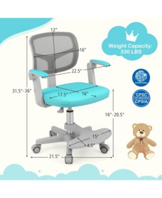 Kids Desk Chair with Adjustable Height Armrest and Footrest