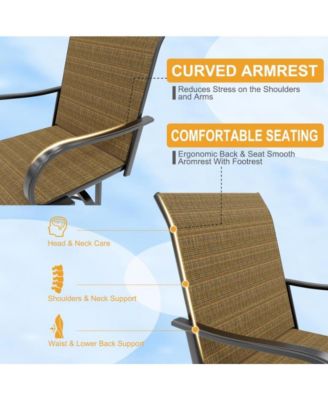 5PCS Outdoor Swivel Bar Set with 4 Swivel Chairs and Glass Top Table, All Weather Textile Fabric Outdoor High Top Bar Set for Home, Backyard