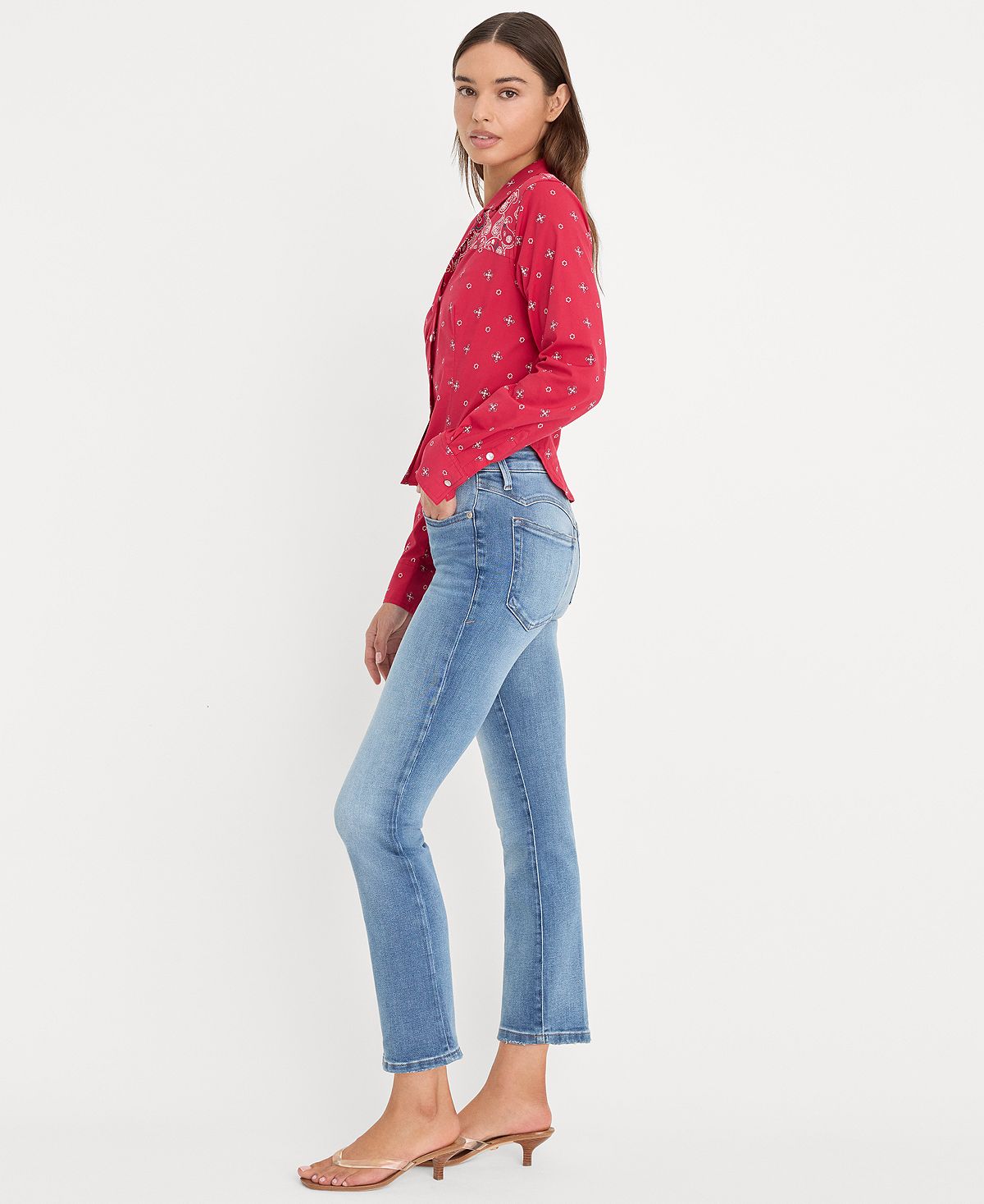 Good American Women's Dolly Joleans Mid-Rise Straight-Leg Jeans view 1 — MAYCSS fashion products