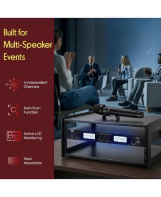 4-Channel Wireless Microphone System with Handheld and Lavalier Mics (PDWM4802)