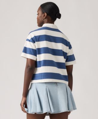 Women's Short-Sleeve Striped Polo-Shirt