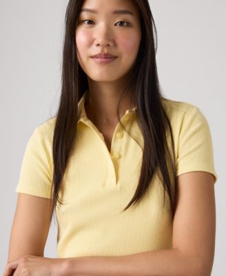 Women's Short-Sleeve Ribbed Polo Shirt