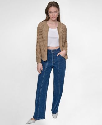 Petite Open-Stitch Cardigan Sweater