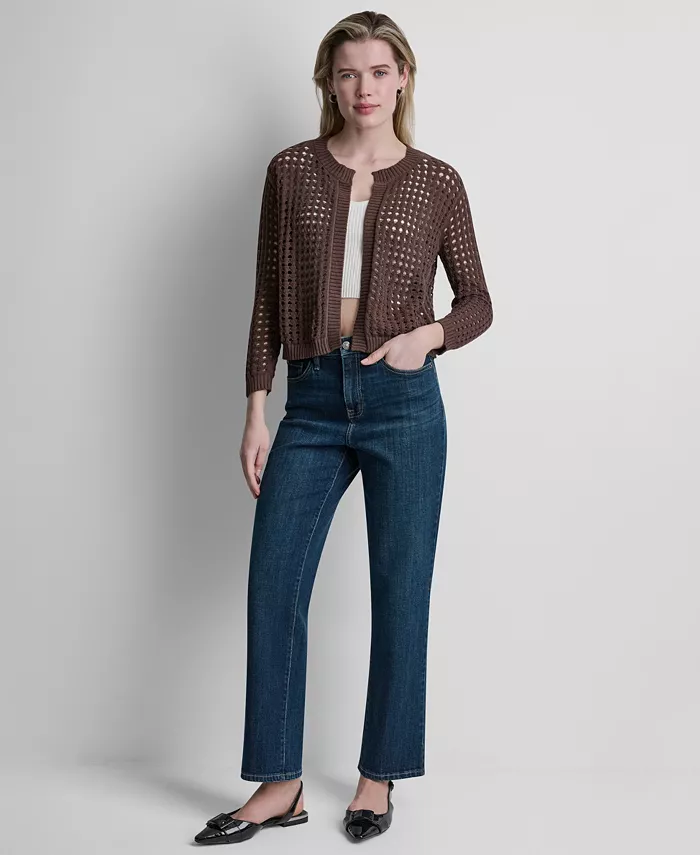 Women's Open-Stitch Drop-Shoulder Cardigan Sweater - thumbnail 8