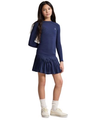 Girls' 7-16 Pleated-Skirt Ribbed Dress