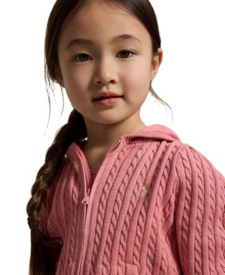 Girls' 2T-6X Mini-Cable Full-Zip Hooded Sweater