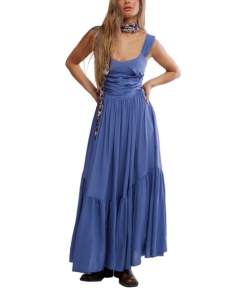 Женское платье Free People Sasha Sweetheart Viscose Maxi Solid, цвет: Джинсовый варёный