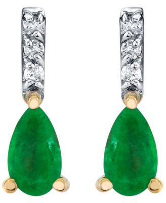 Emerald (1/2 ct. t.w.) and Diamond Accent Drop Earrings in 10k Yellow Gold