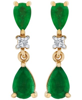 Emerald (1-1/4 ct. t.w.) and Diamond Accent Drop Earrings in 10k Yellow Gold
