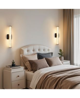 19.7'' Bathroom Wall Sconce Set of 2, Modern Single Sconce Wall Lighting, Upgrated K9 Crystal Bronze Wall Light, Bedroom Vanity Sconce