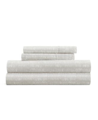 ienjoy Home Soft Lines 4-P.c. Sheet Set, King - Dashed Lines Light Gray, King