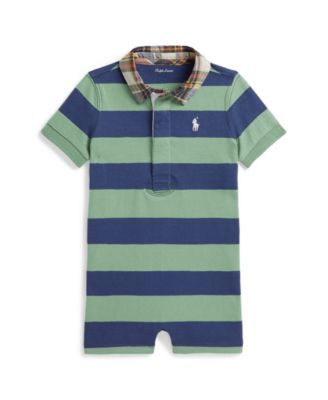 Baby Boys' Madras-Collar Striped Shortall