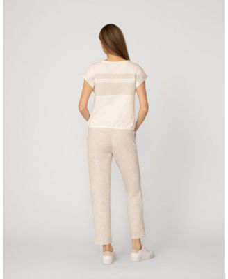 Women's Stripe Drawstring Top and Jogger Set