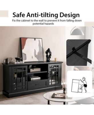 TV Stand for TVs up to 70 in with Glass Doors and Storage