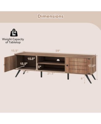 Two Door TV Stand for TVs up to 65 in with Open Shelves