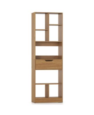 61 Inch Bookcase with Drawer and 8 Storage Compartments