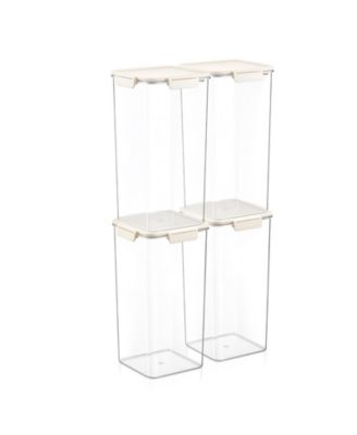 4 Pack Airtight Food Storage Containers – Clear Stackable Canister for Pantry, Rice, Pasta, Cereal and Snacks