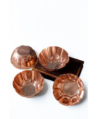 Vintage Inspired Copper Fluted Bowls with Crown Engraving - Set of 2