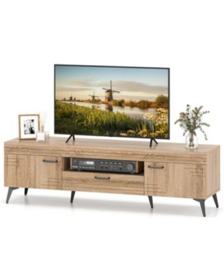 TV Stand with Two Cabinets and Drawer for 65 in TVs