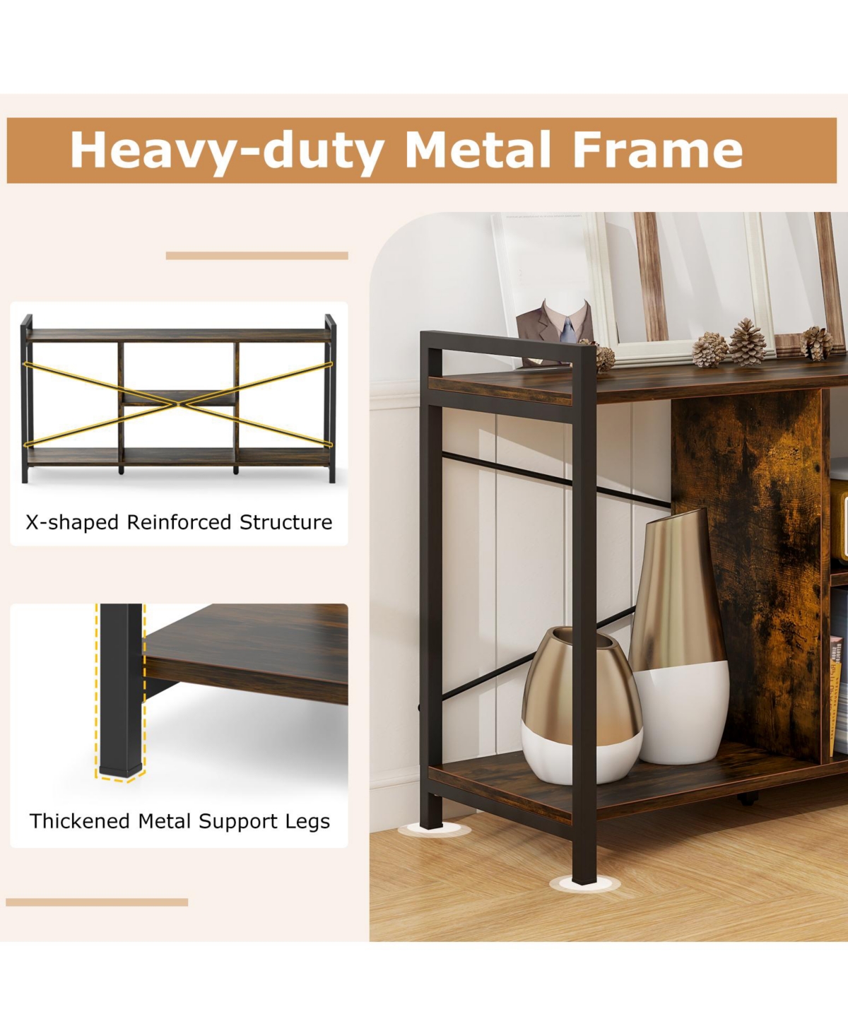 Sugift Industrial Tv Stand for TVs up to 55 in Entertainment Center